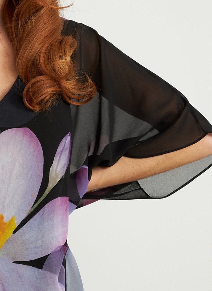 Joseph Ribkoff, Sukienka z asymetryczna narzutką w kwiaty