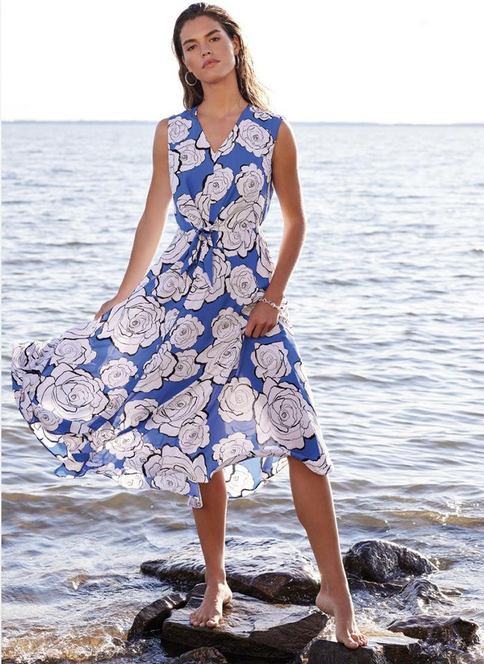 Joseph Ribkoff, Sukienka w białe kwiaty.