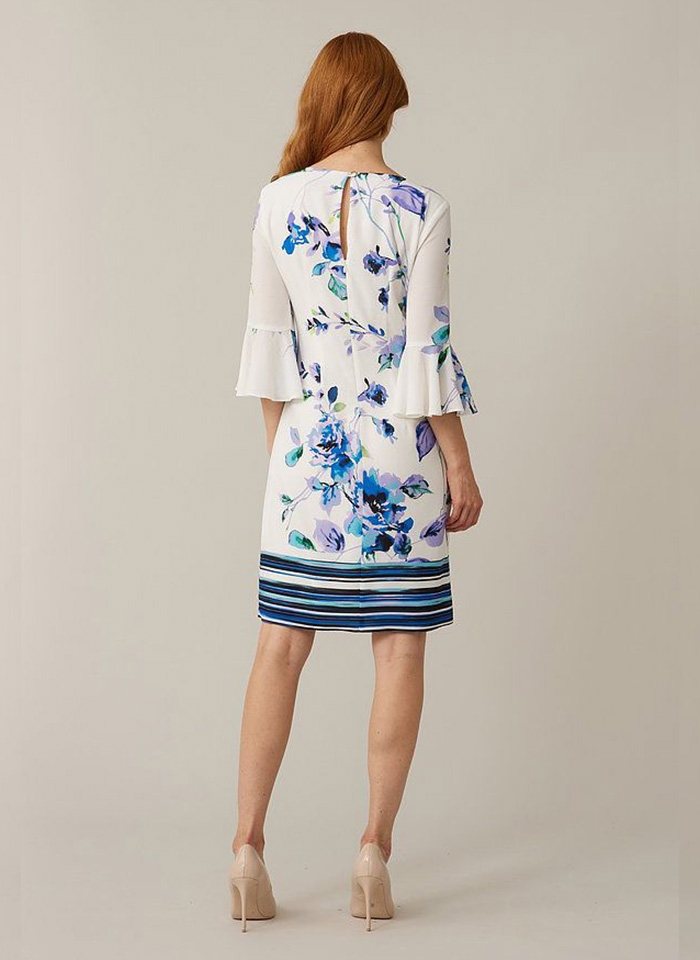 Joseph Ribkoff. Biała sukienka w kwiecisty wzór,