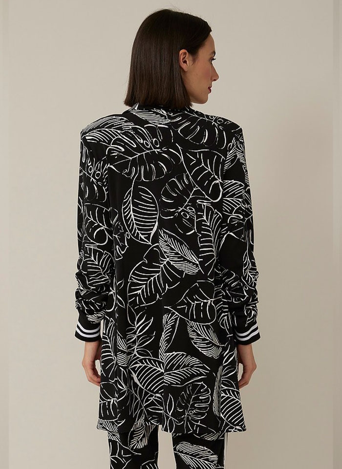 Joseph Ribkoff, Czarny żakiet w biały roślinny print.