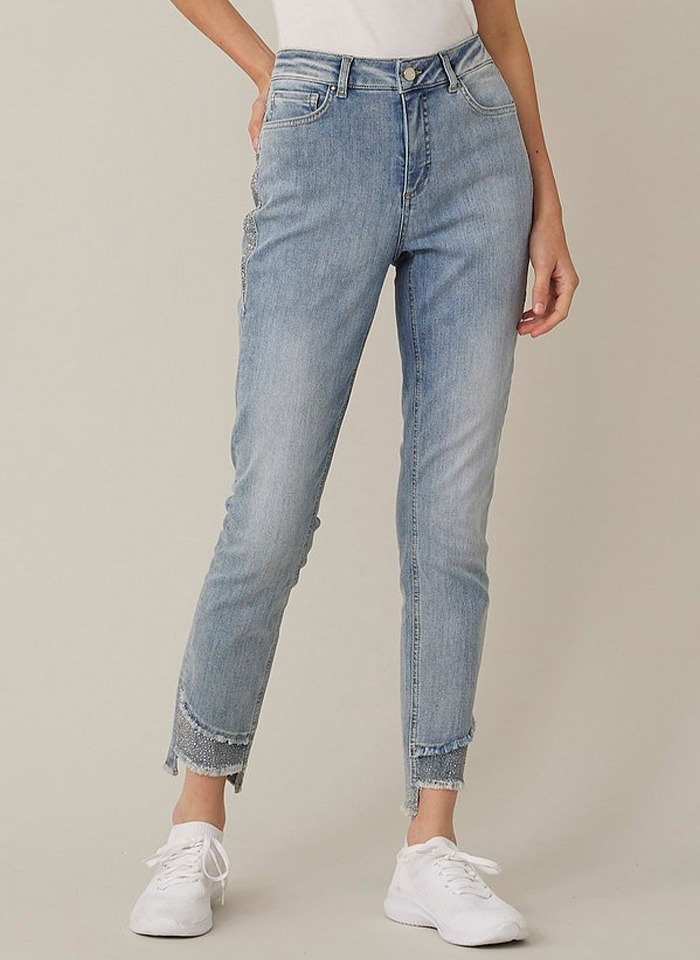 Joseph Ribkoff, Niebieskie dżinsy z ozdobnym strzępieniem