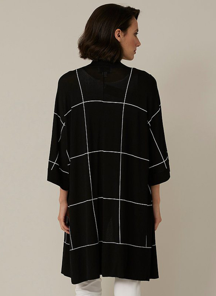 Joseph Ribkoff. Dzianinowy kardigan - wzór kraty 2 kolory