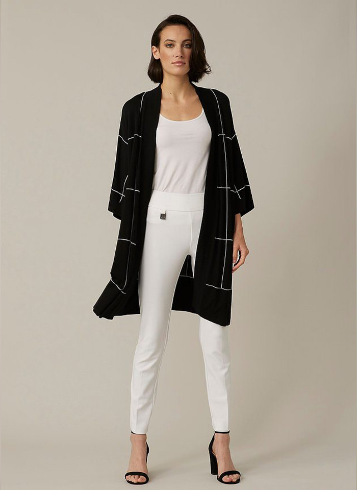 Joseph Ribkoff. Dzianinowy kardigan - wzór kraty 2 kolory