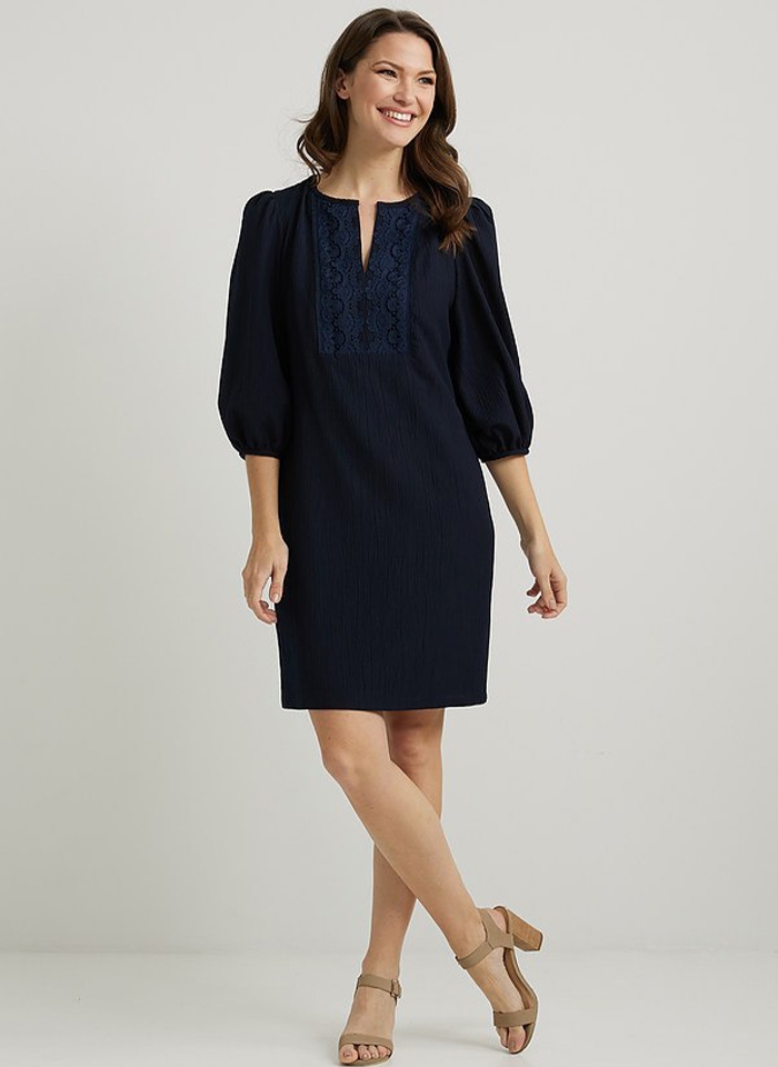 Joseph Ribkoff. Granatowa sukienka o luźnym fasonie