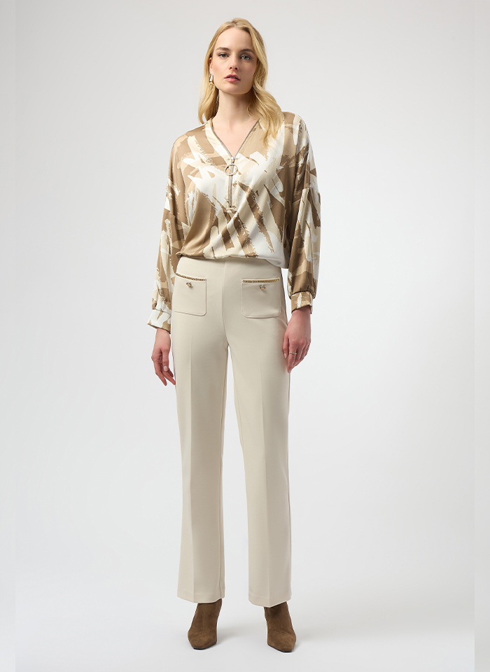 Joseph Ribkoff 254043 Klasyczne, spodnie ze złotymi łańcuszkami 2 kolory.