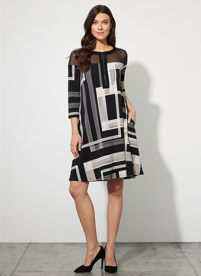 Joseph Ribkoff, Czarna sukienka o luźnym kroju.