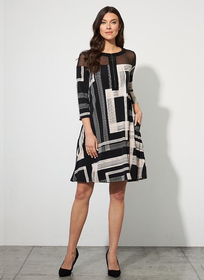 Joseph Ribkoff, Czarna sukienka o luźnym kroju.