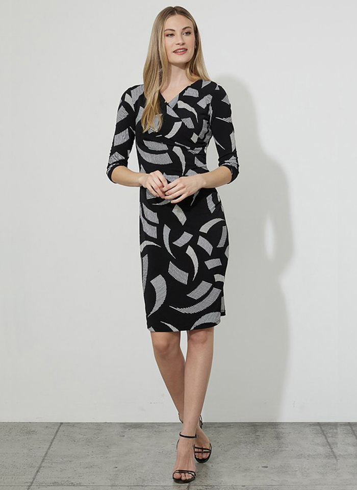 Joseph Ribkoff, Czarna sukienka w biały print.
