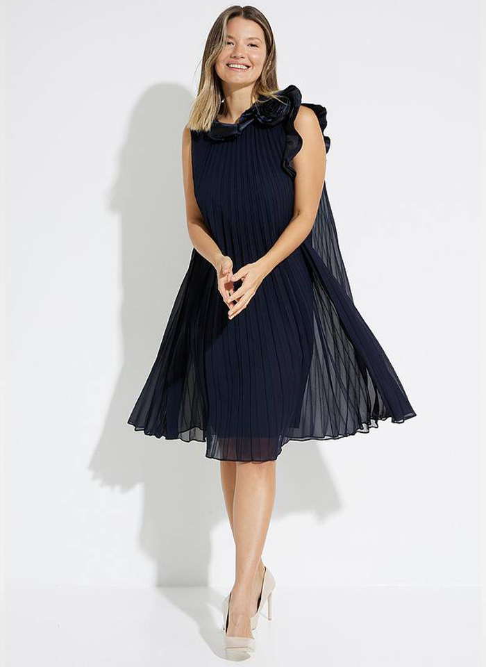 Joseph Ribkoff 223728 Elegancka sukienka w plisy czarny i granat