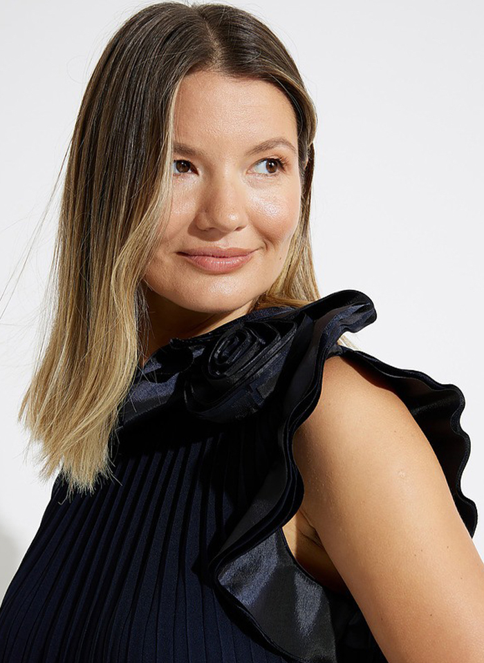 Joseph Ribkoff 223728 Elegancka sukienka w plisy czarny i granat