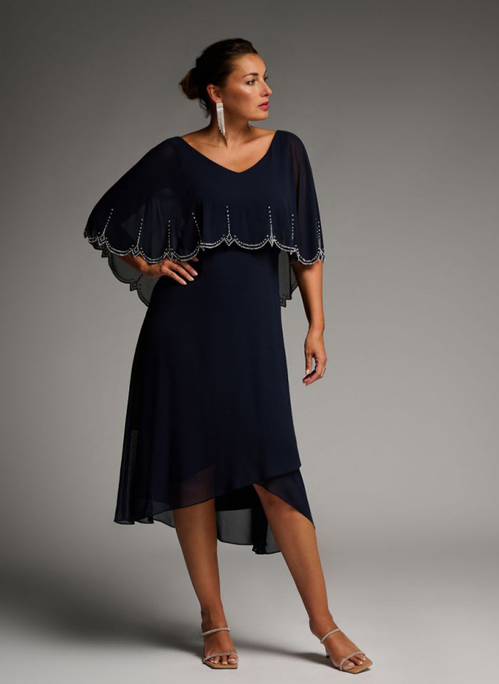 Joseph Ribkoff, Wieczorowa suknia z efektownym srebrnym zdobieniem. 2 kolory