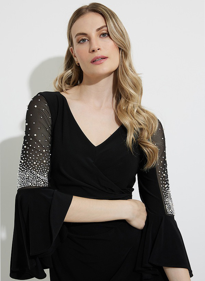 Joseph Ribkoff, Wieczorowa sukienka z efektownym rękawem 2 kolory