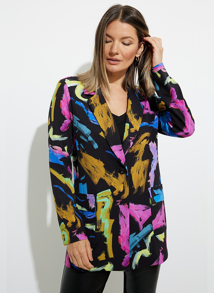 Joseph Ribkoff, Czarny żakiet w abstrakcyjny wzór.