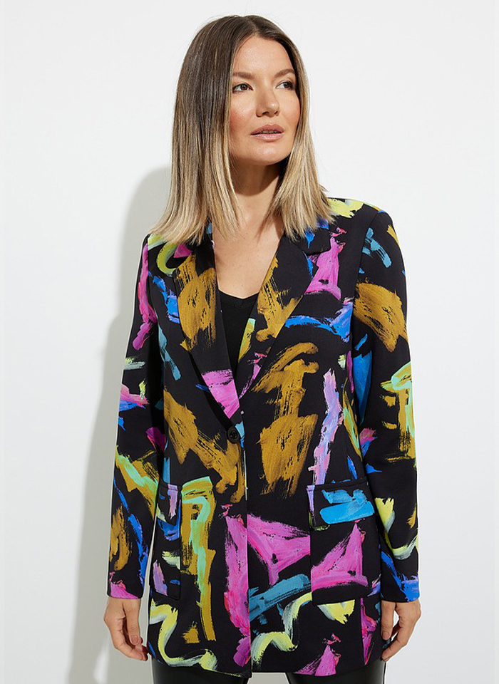 Joseph Ribkoff, Czarny żakiet w abstrakcyjny wzór.