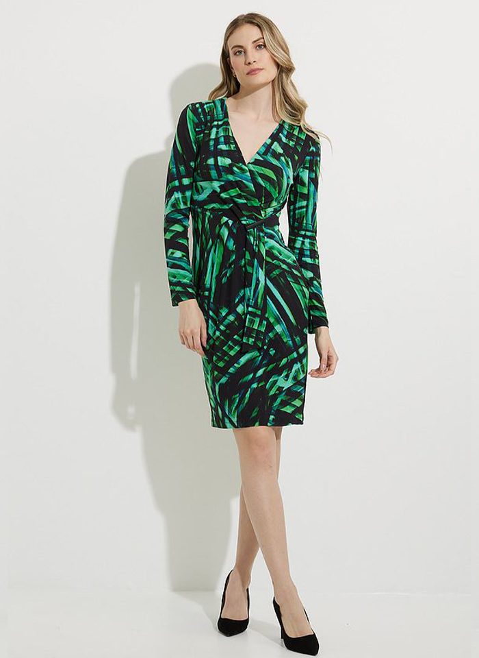 Joseph Ribkoff, Sukienka w odcieniach zieleni z długim rękawem