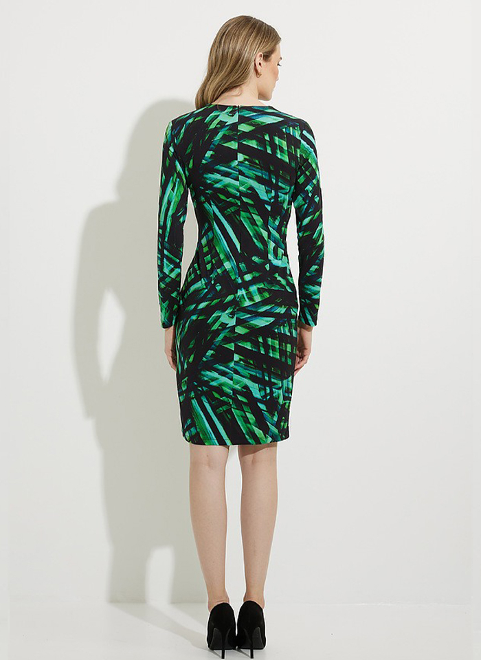 Joseph Ribkoff, Sukienka w odcieniach zieleni z długim rękawem