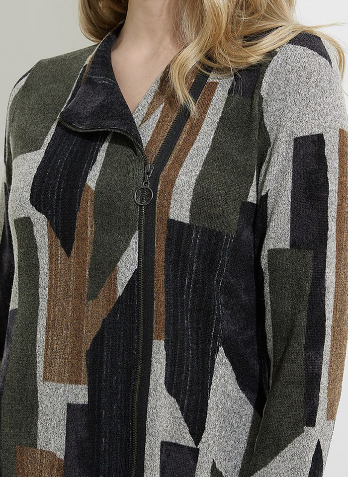 Joseph Ribkoff. Dzianinowy płaszczyk o asymetrycznym kroju.