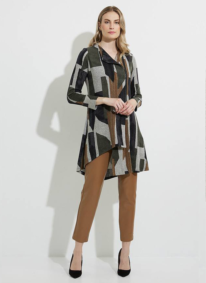 Joseph Ribkoff. Dzianinowy płaszczyk o asymetrycznym kroju.