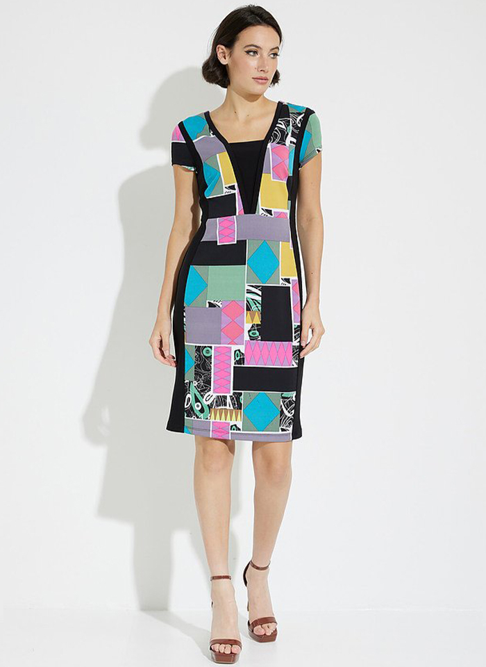 Joseph Ribkoff, Sukienka w kolorowy geometryczny wzór.