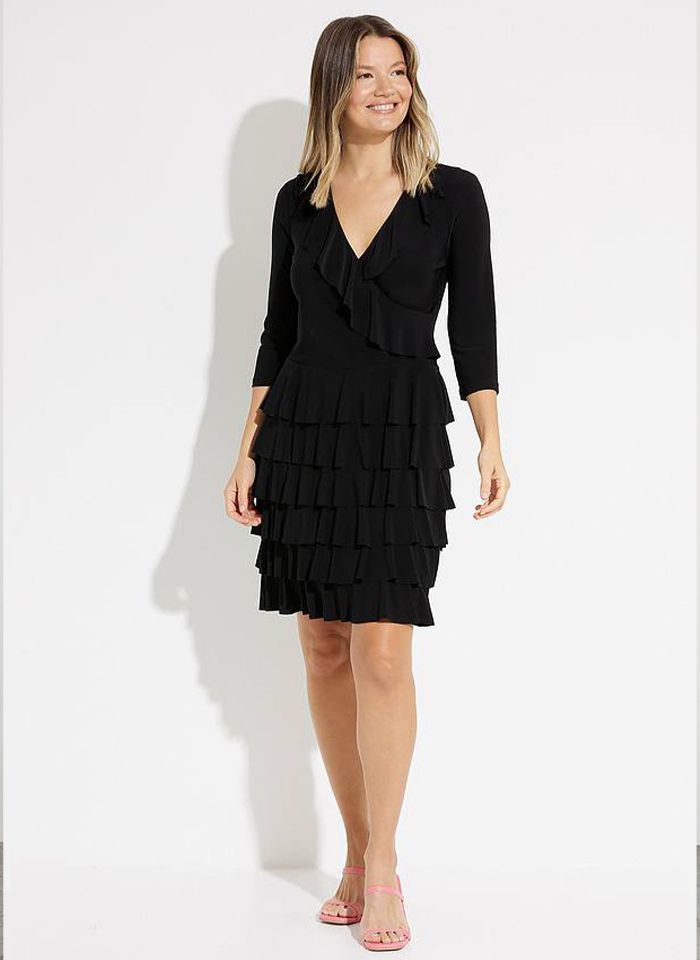 Joseph Ribkoff 231081 Sukienka w falbanki z kopertowym dekoltem 2 kolory