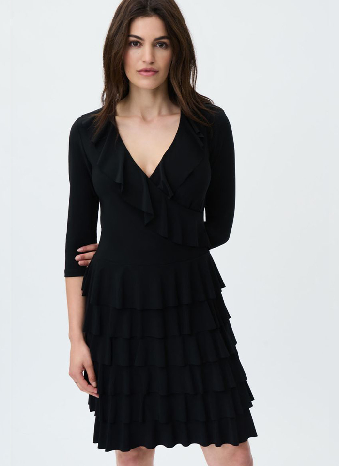 Joseph Ribkoff 231081 Sukienka w falbanki z kopertowym dekoltem 2 kolory