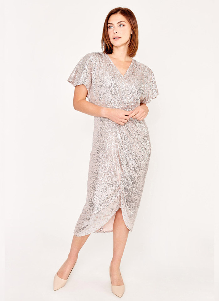 Joseph Ribkoff 231760 Srebrna sukienka w cekiny