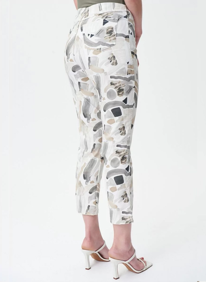 Joseph Ribkoff 232913 Białe spodnie w beżowo-szary wzór