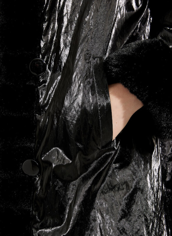 Joseph Ribkoff 233900 Efektowne, dwustronne, czarne futerko