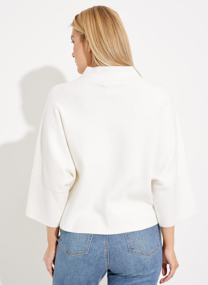 Joseph Ribkoff, Biały sweter o pudełkowym fasonie z kieszonka