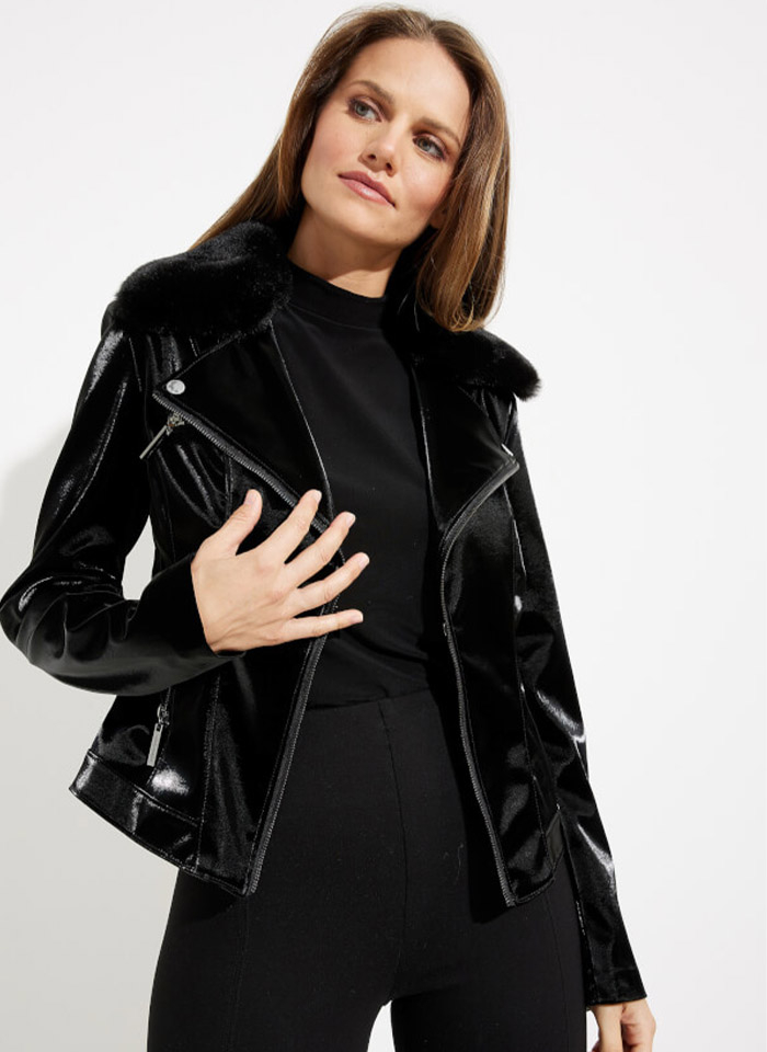 Joseph Ribkoff 233928 Kurtka w stylu motocyklowym z futerkiem.