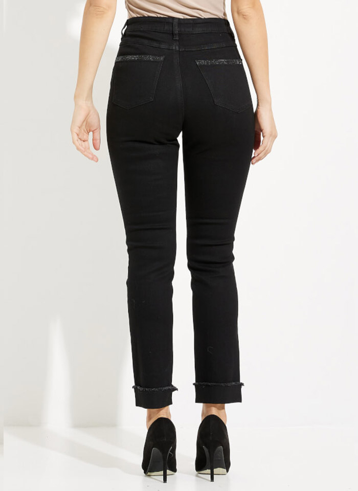 Joseph Ribkoff. Czarne spodnie jeans ze zdobieniem.