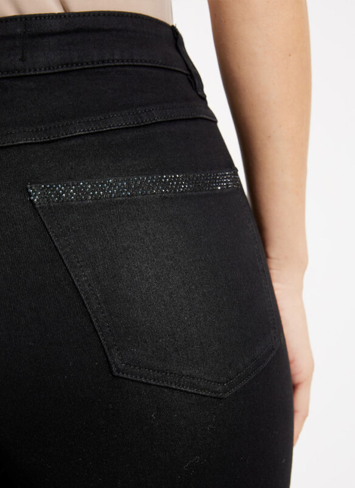 Joseph Ribkoff. Czarne spodnie jeans ze zdobieniem.