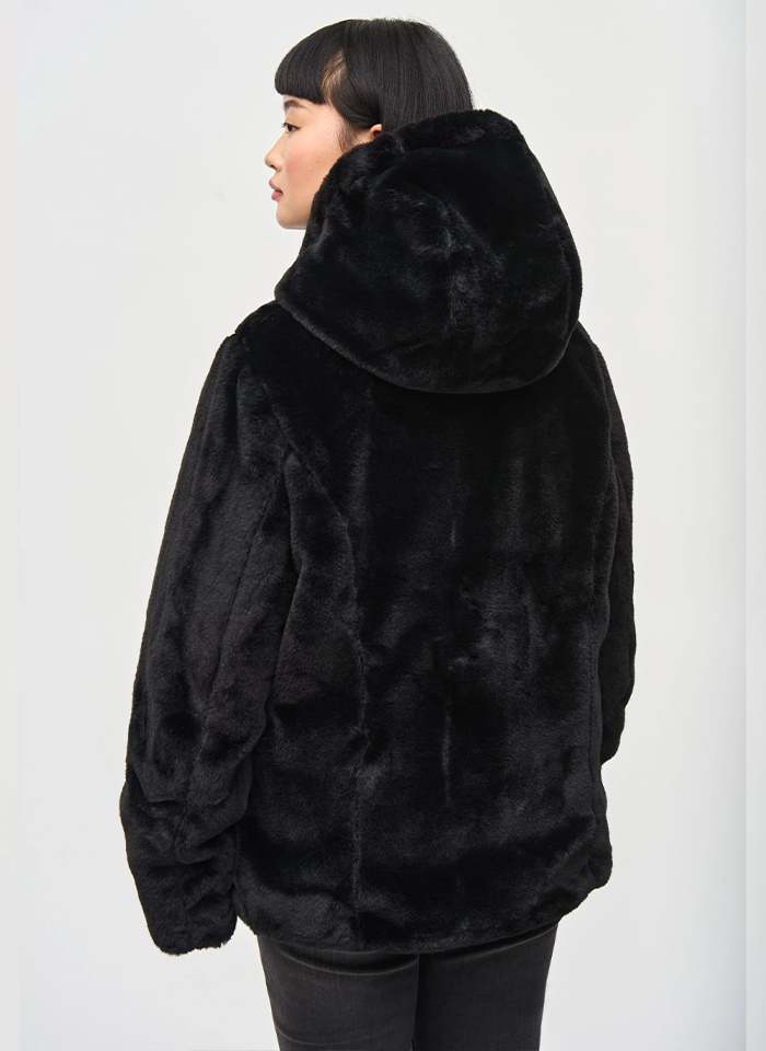 Joseph Ribkoff 233937 Czarna, dwustronna kurtka z kapturem