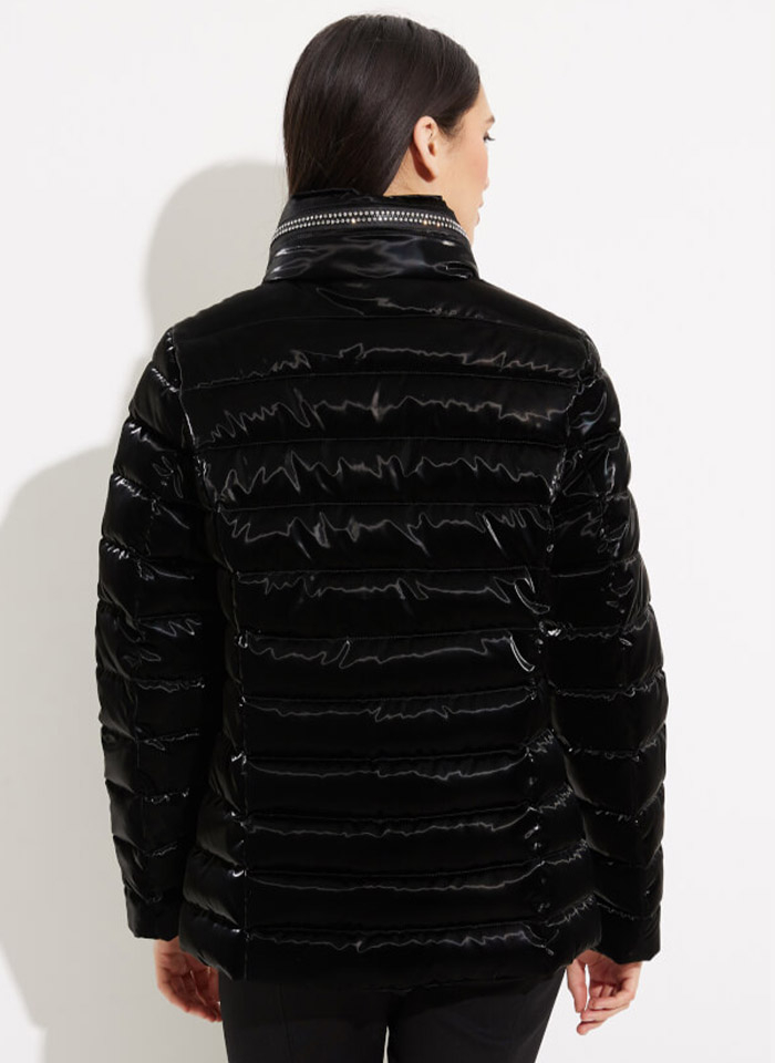 Joseph Ribkoff. Czarna kurtka ze zdobnymi zamkami.