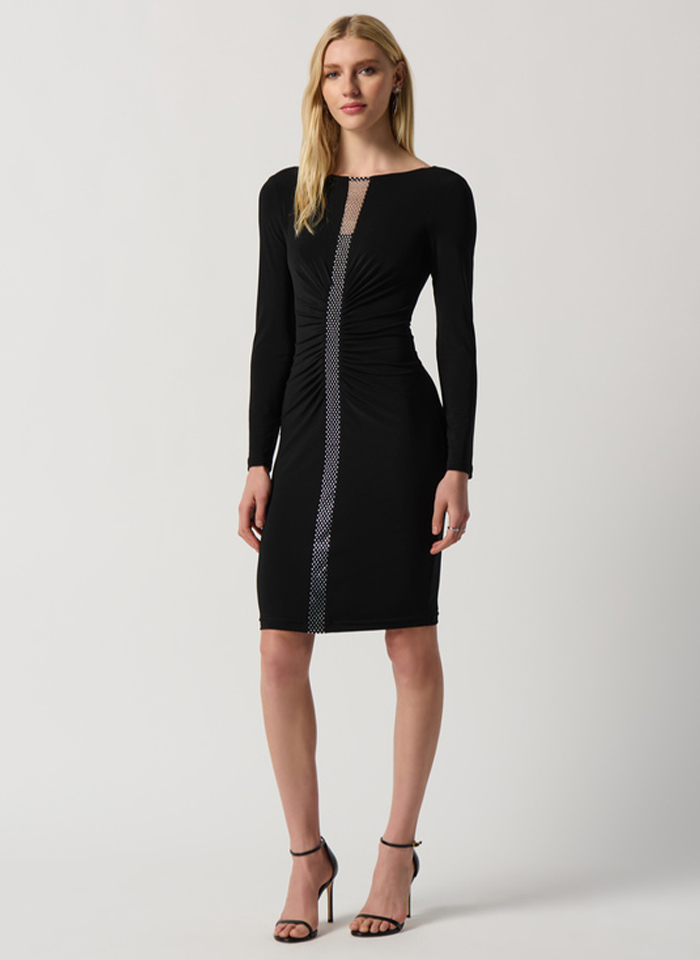 Joseph Ribkoff. Dopasowana sukienka z długim rękawem.