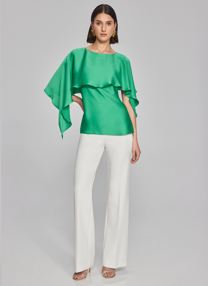 Joseph Ribkoff. Elegancka satynowa bluzka, dwa kolory.