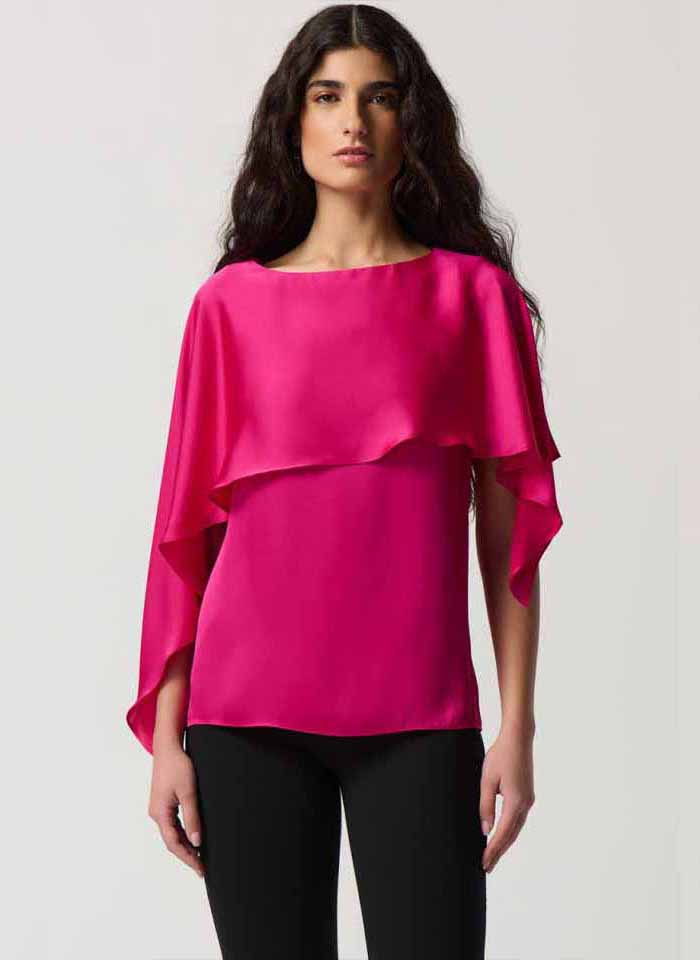 Joseph Ribkoff. Elegancka satynowa bluzka, dwa kolory.