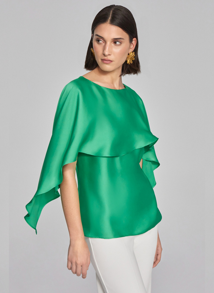 Joseph Ribkoff. Elegancka satynowa bluzka, dwa kolory.