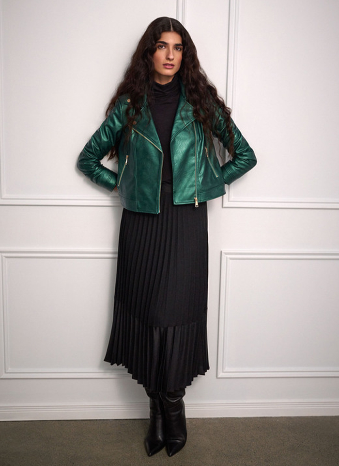 Joseph Ribkoff 234902 burdundowa ramoneska z eko skóry