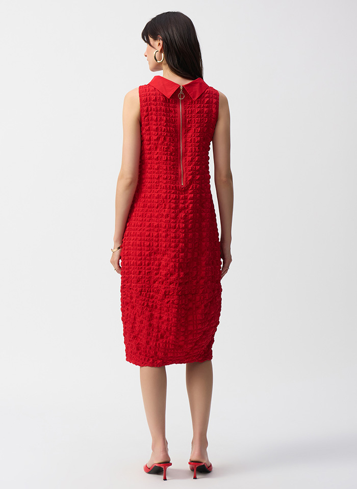 Joseph Ribkoff 241204 Czerwona sukienka bez rękawków z golfem