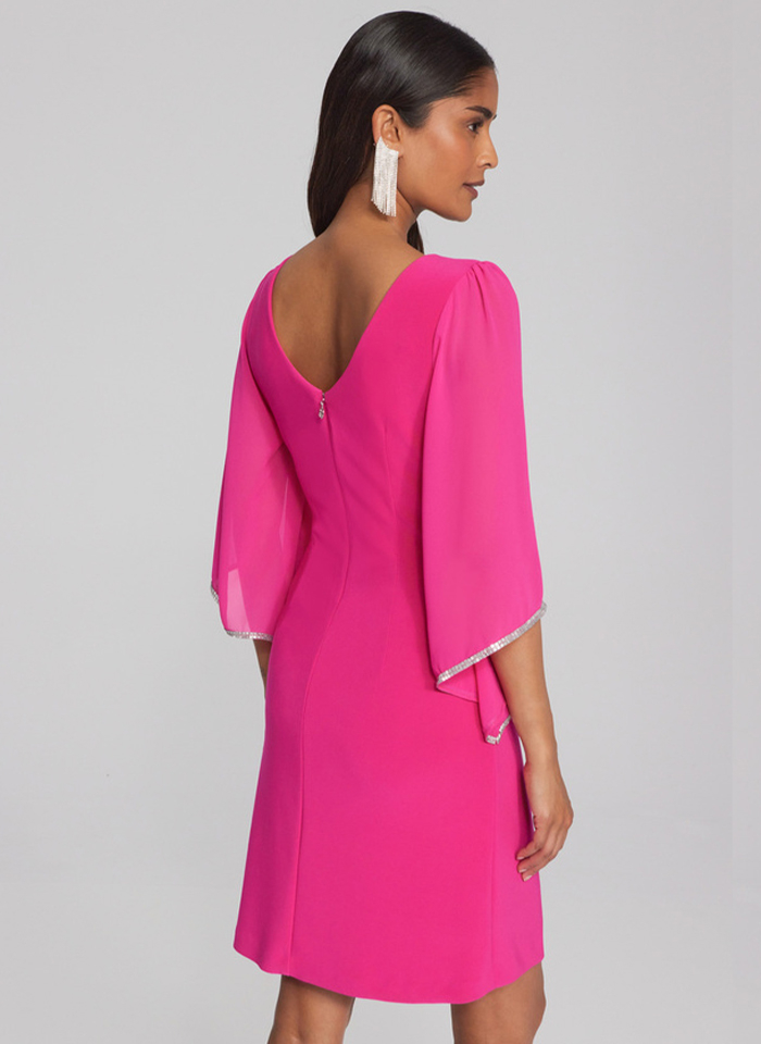 Joseph Ribkoff, Różowa sukienka z efektownym rękawem.