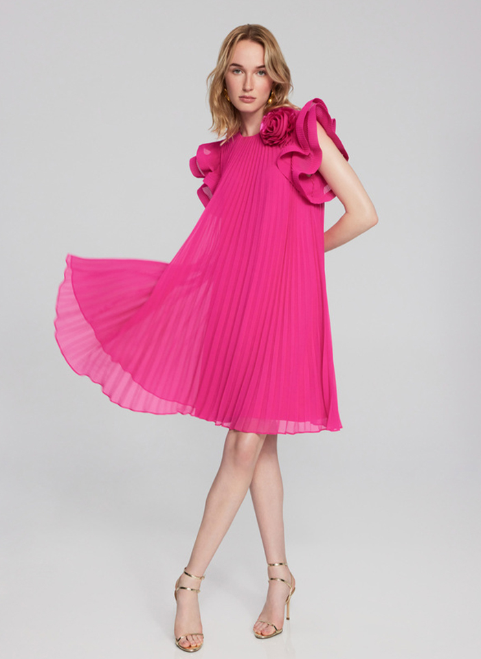 Joseph Ribkoff, Plisowana różowa sukienka.