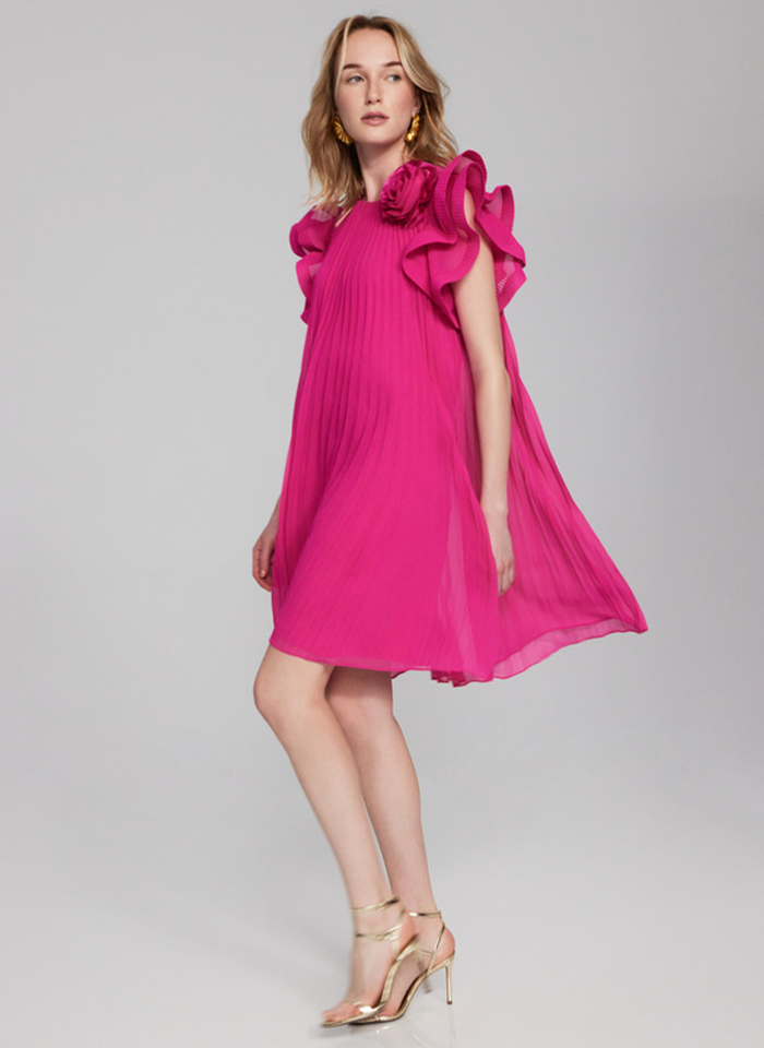 Joseph Ribkoff, Plisowana różowa sukienka.