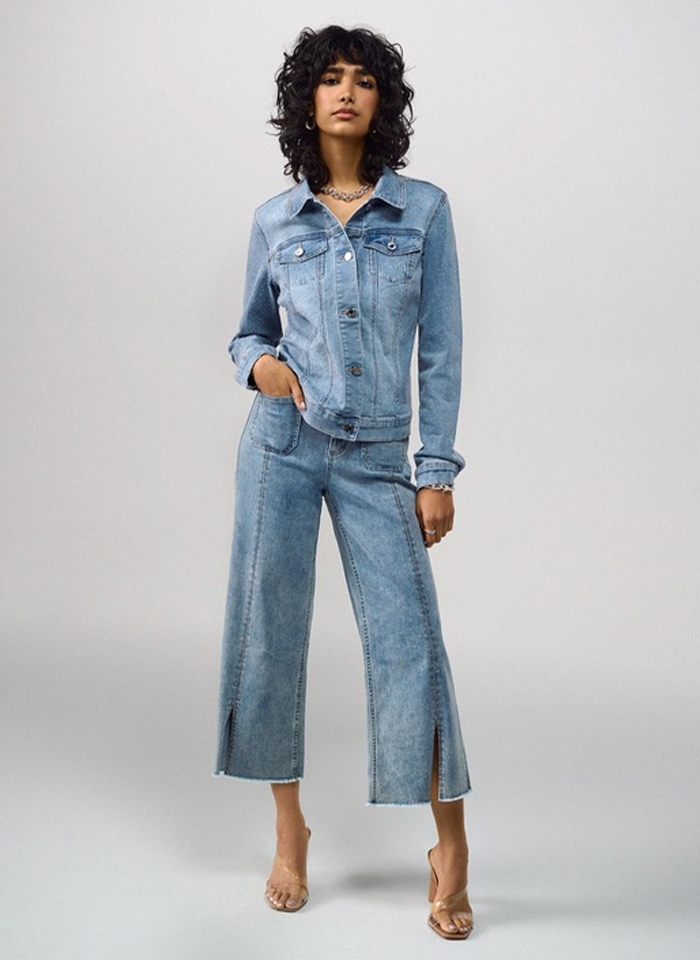 Joseph Ribkoff 241903 Jeansowe kuloty z kieszonkami.