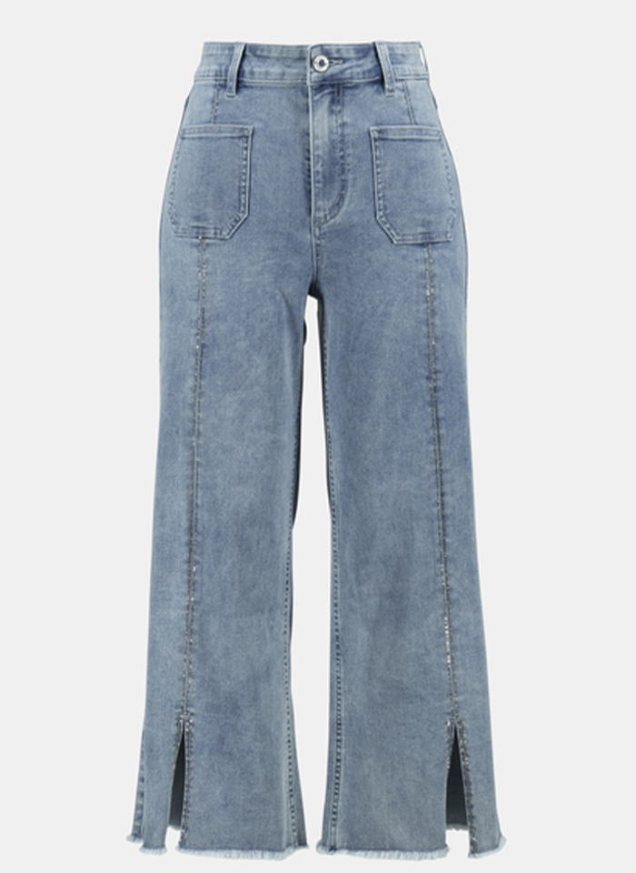 Joseph Ribkoff 241903 Jeansowe kuloty z kieszonkami.