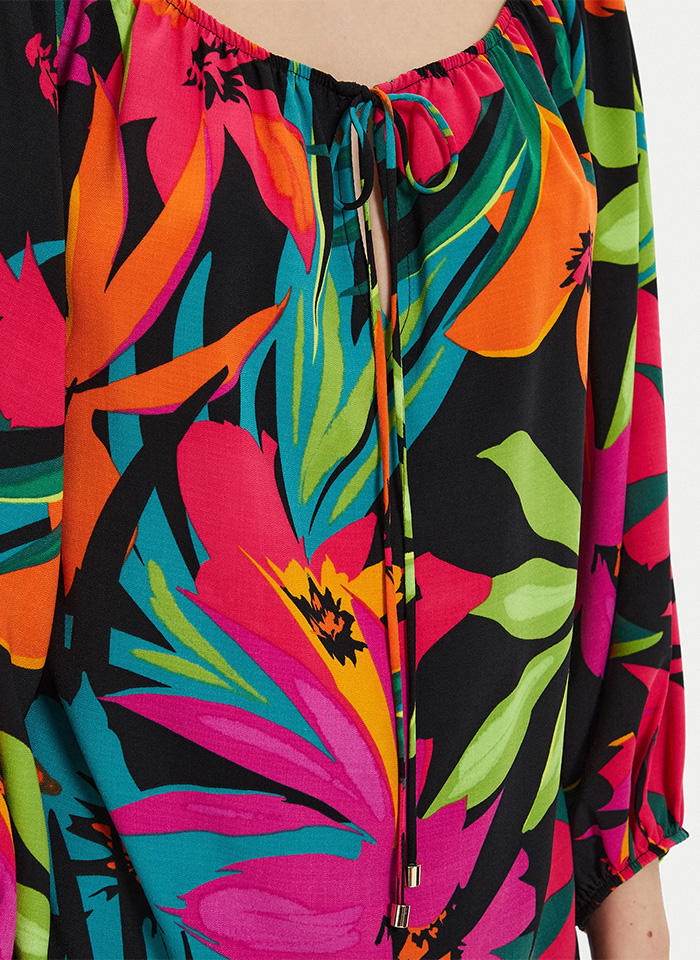 Joseph Ribkoff 242175 Kwiecista bluzka w hiszpańskim stylu