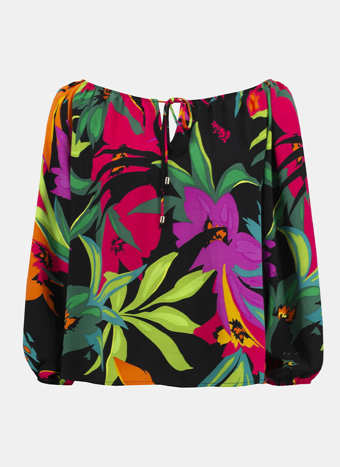 Joseph Ribkoff 242175 Kwiecista bluzka w hiszpańskim stylu