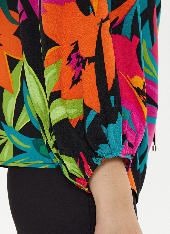 Joseph Ribkoff 242175 Kwiecista bluzka w hiszpańskim stylu