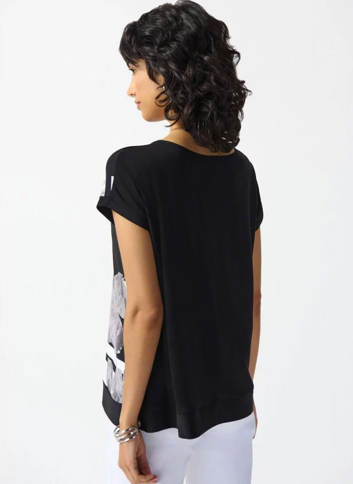 Joseph Ribkoff, Czarno-biała bluzka w kwiatowy print.