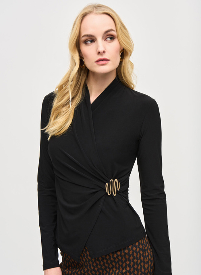 Joseph Ribkoff, Czarna bluzka ze złota klamrą 2 kolory